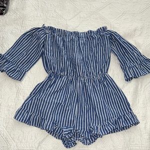 Blue off the shoulder romper